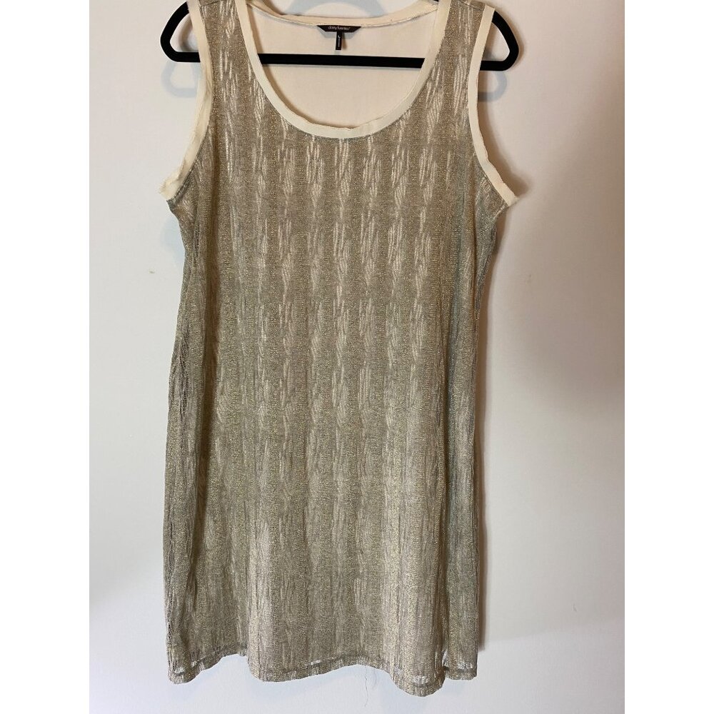 Daisy Fuentes Gold & Heather Combo Sleeveless Sheath Top Dress Large